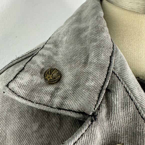 Vintage 90s 80s Gray Acid Wash Denim Jean Jacket - Picture 6 of 10